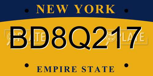 BD8Q217 New York License Plate
