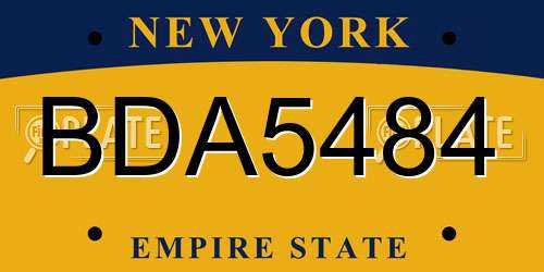BDA5484 New York License Plate