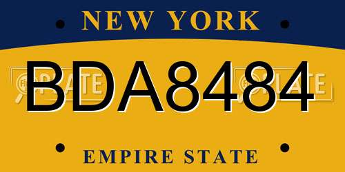 BDA8484 New York License Plate