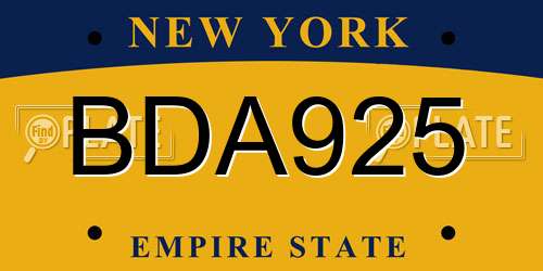 BDA925 New York License Plate