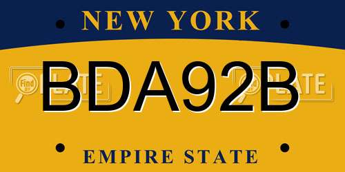 BDA92B New York License Plate