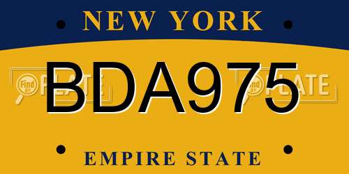 BDA975 New York License Plate