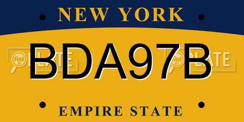 BDA97B New York License Plate