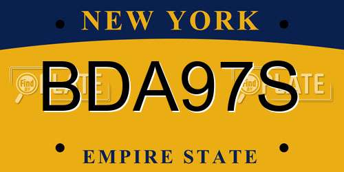 BDA97S New York License Plate