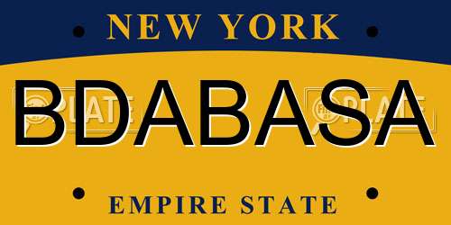 BDABASA New York License Plate