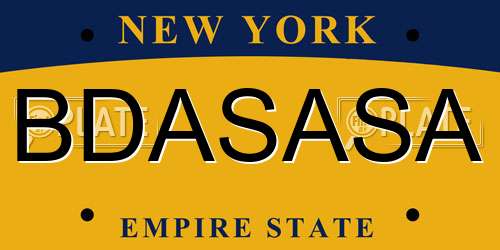 BDASASA New York License Plate