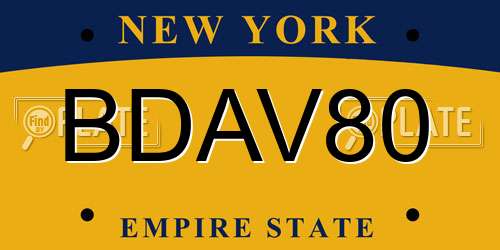 BDAV80 New York License Plate