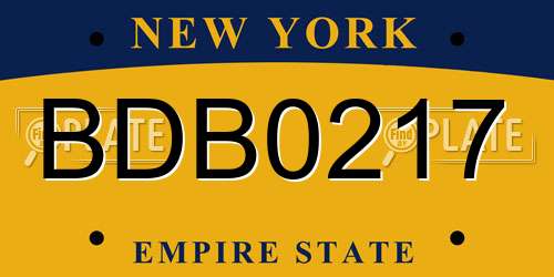 BDB0217 New York License Plate