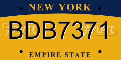 BDB7371 New York License Plate