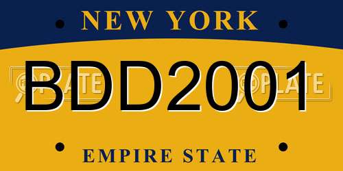 BDD2001 New York License Plate