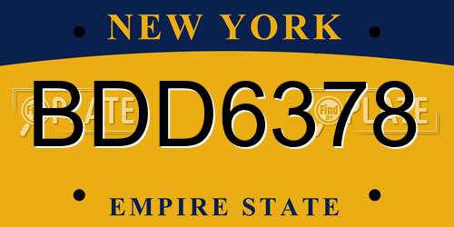 BDD6378 New York License Plate