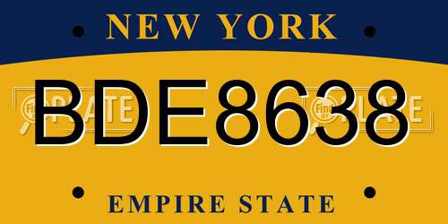 BDE8638 New York License Plate