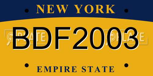 BDF2003 New York License Plate