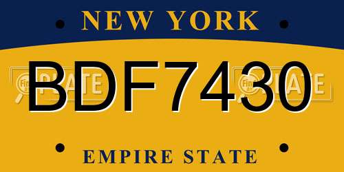 BDF7430 New York License Plate