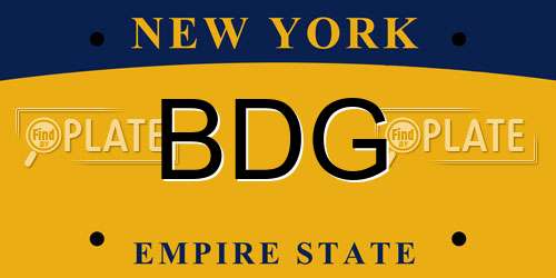 BDG New York License Plate