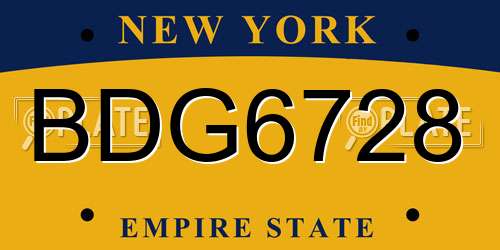 BDG6728 New York License Plate