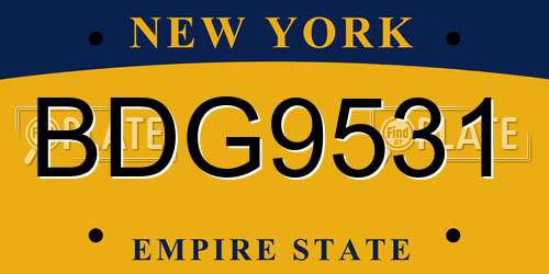 BDG9531 New York License Plate