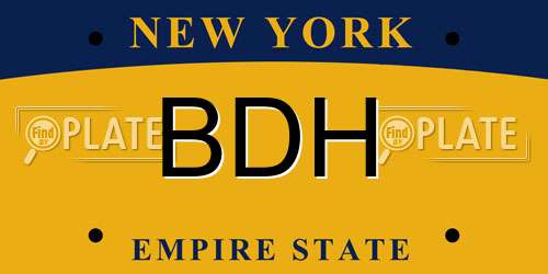 BDH New York License Plate