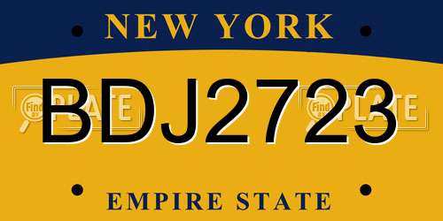 BDJ2723 New York License Plate