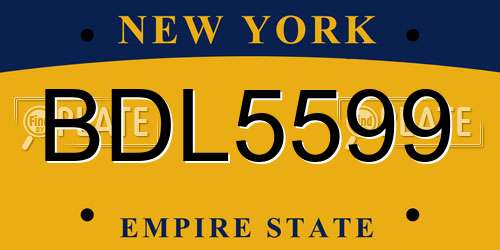 BDL5599 New York License Plate