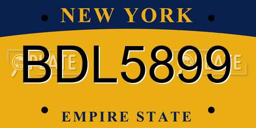 BDL5899 New York License Plate