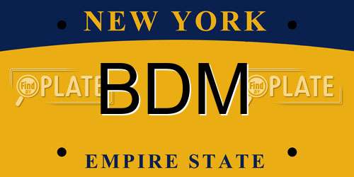 BDM New York License Plate