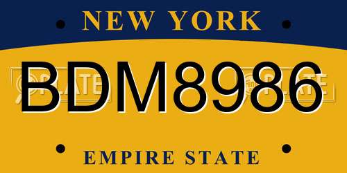 BDM8986 New York License Plate