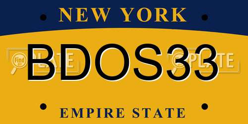 BDOS33 New York License Plate