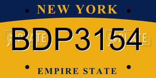 BDP3154 New York License Plate