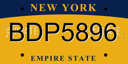 BDP5896 New York License Plate