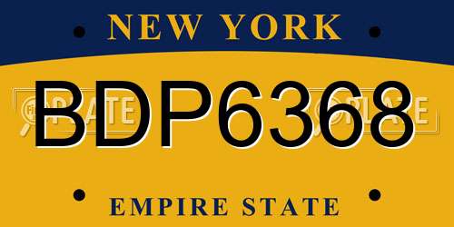 BDP6368 New York License Plate
