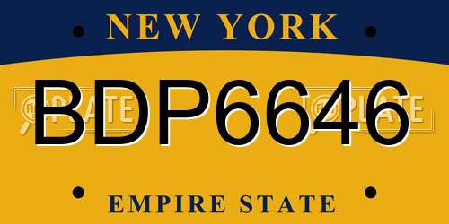BDP6646 New York License Plate