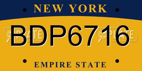 BDP6716 New York License Plate