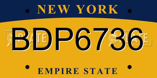 BDP6736 New York License Plate