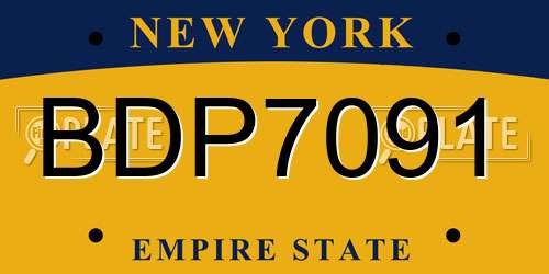 BDP7091 New York License Plate
