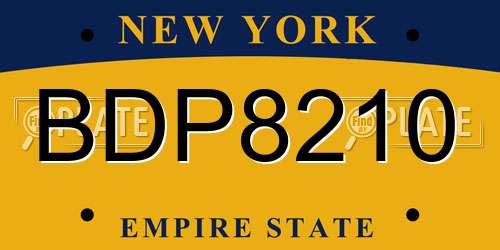 BDP8210 New York License Plate