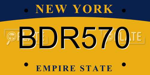 BDR570 New York License Plate