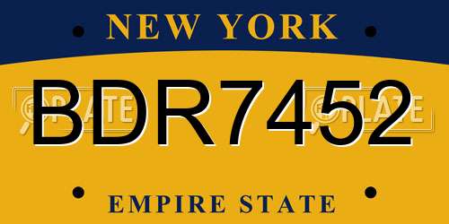 BDR7452 New York License Plate