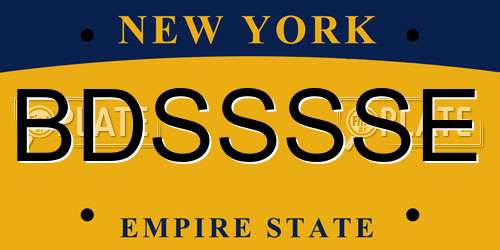 BDSSSSE New York License Plate