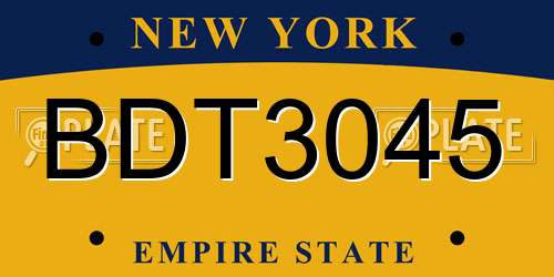 BDT3045 New York License Plate