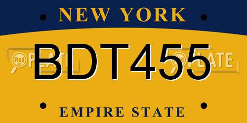 BDT455 New York License Plate