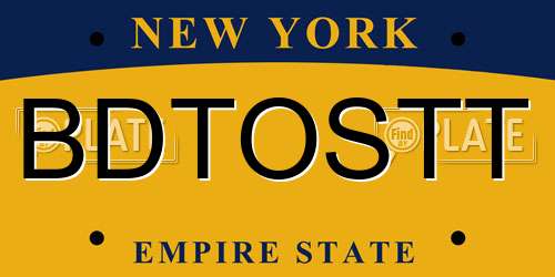 BDTOSTT New York License Plate