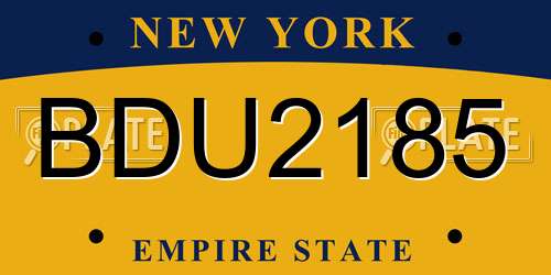 BDU2185 New York License Plate