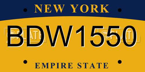 BDW1550 New York License Plate