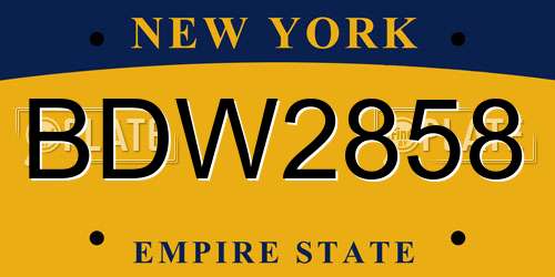 BDW2858 New York License Plate