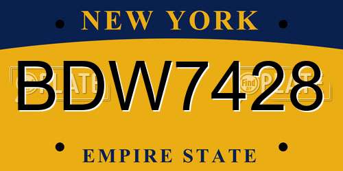 BDW7428 New York License Plate