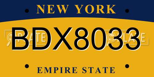 BDX8033 New York License Plate