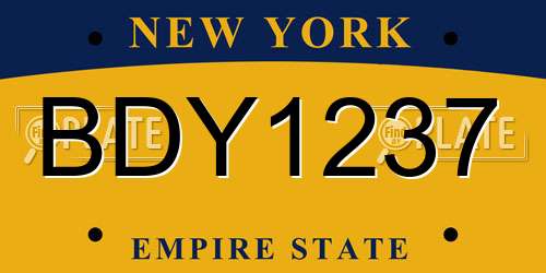 BDY1237 New York License Plate