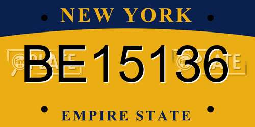 BE15136 New York License Plate