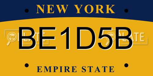 BE1D5B New York License Plate